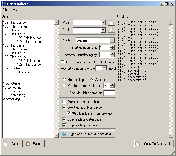 List Numberer screenshot