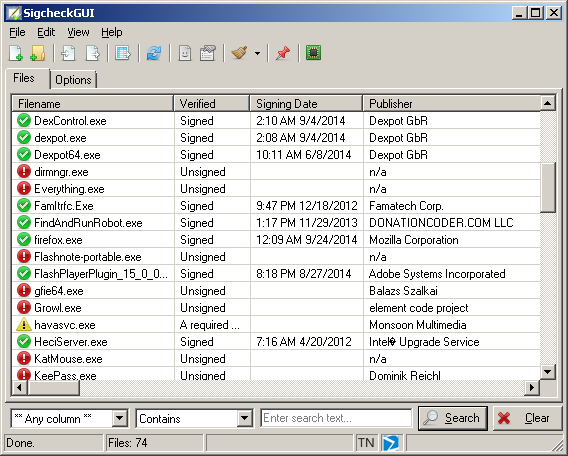 Windows 8 SigcheckGUI 1.1.3.1 full Windows 8 SigcheckGUI full
